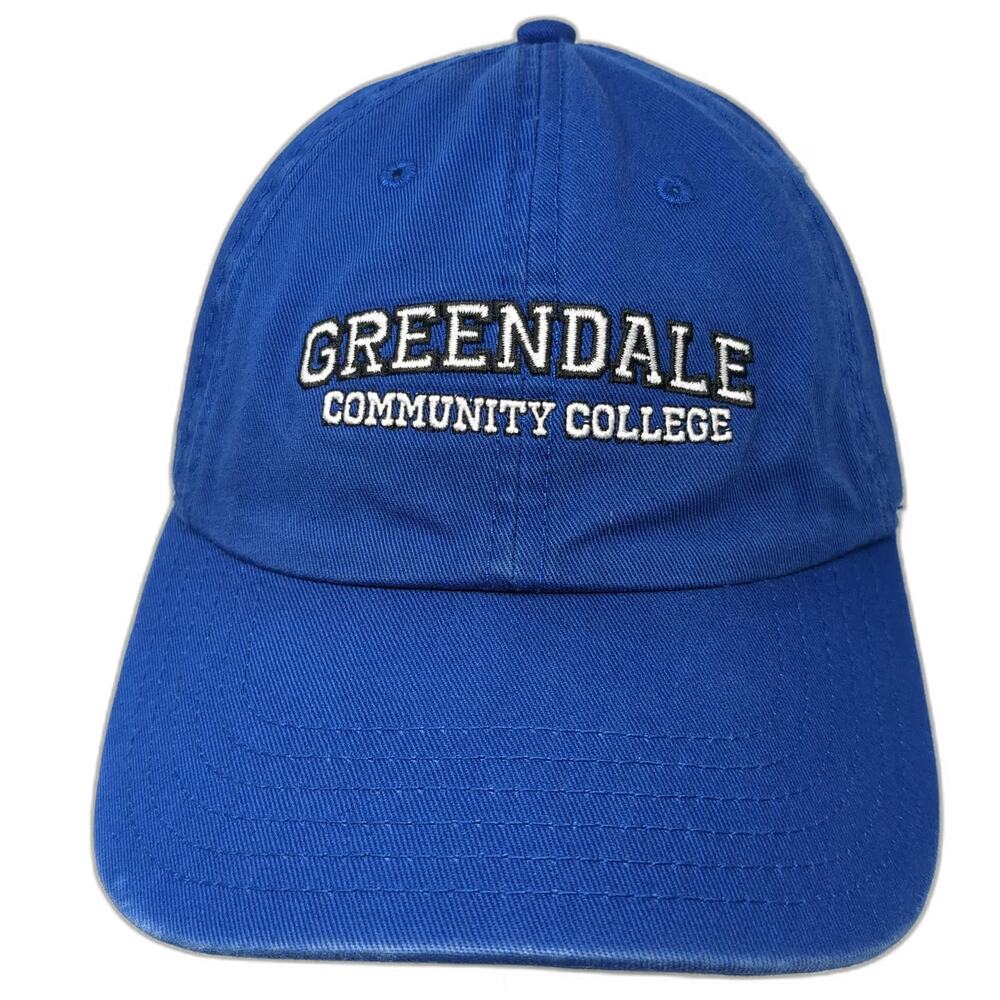 Ripple Junction Baseball Cap Blue One Size Greendale Community College Hat Logo